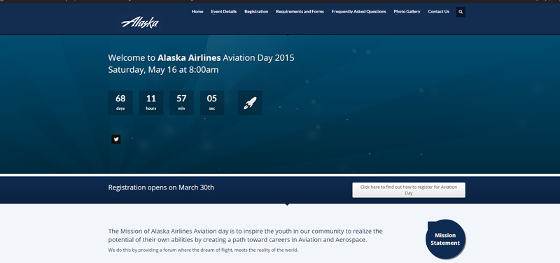 alaska airlines aviation day website screenshot